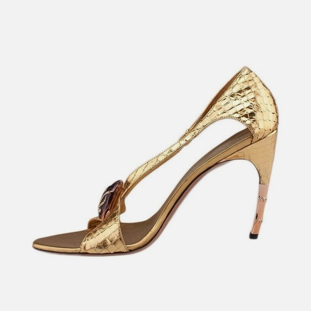 Gucci + Tom Ford Gold Python Heels - Picture 3 of 7